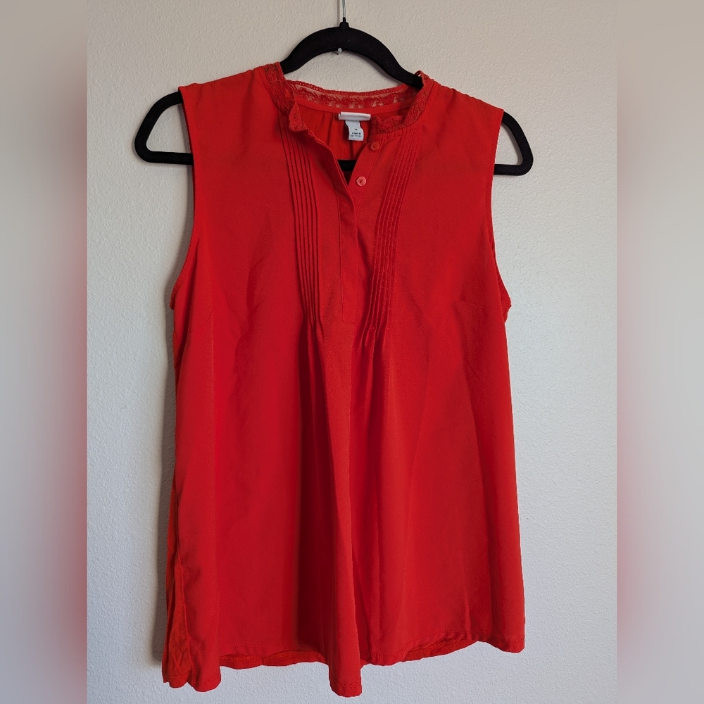 A New Day Orange Sleeveless Buttoned Blouse Size M